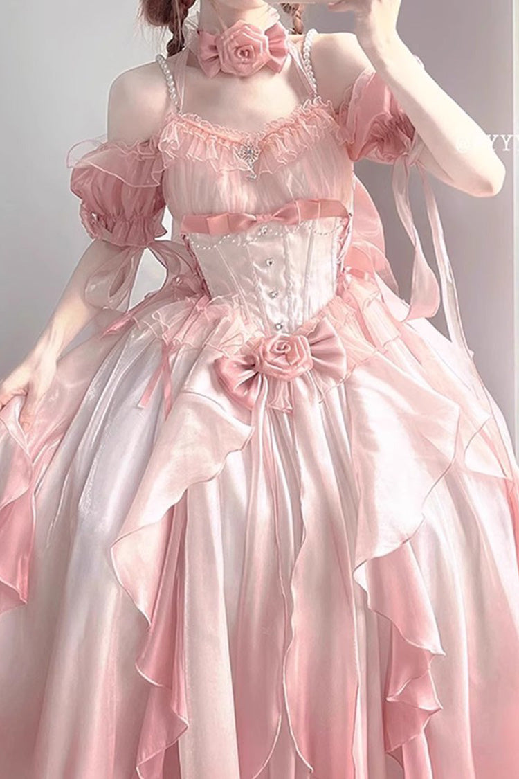 Pink Bowknot Irregular Sweet Princess Lolita Jsk Dress