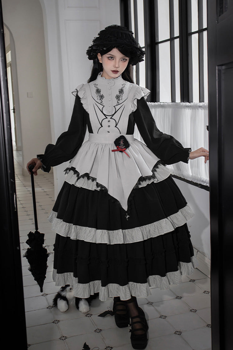 Castle Night Long Sleeves Ruffle Embroidery Gothic Lolita Dress 2 Colors