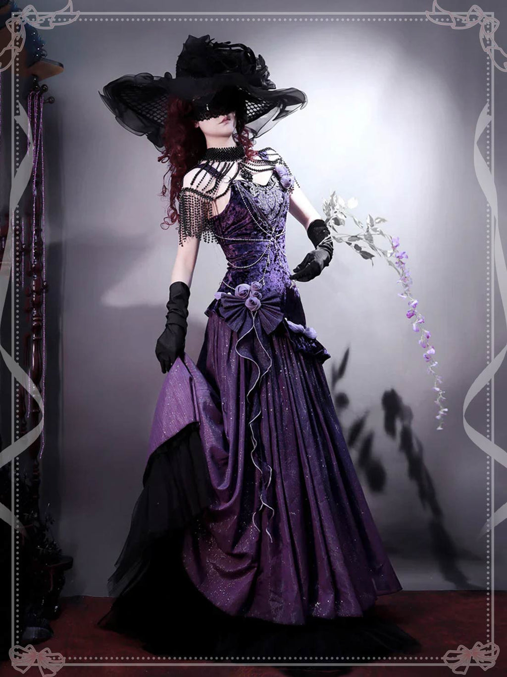 Rich Purple Velvet Gothic Victorian  Gown