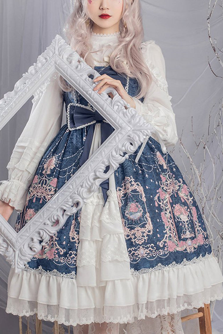 Headbow Ruffled Princess Crown Print Cardigan Sweet Lolita JSK Tiered Dress