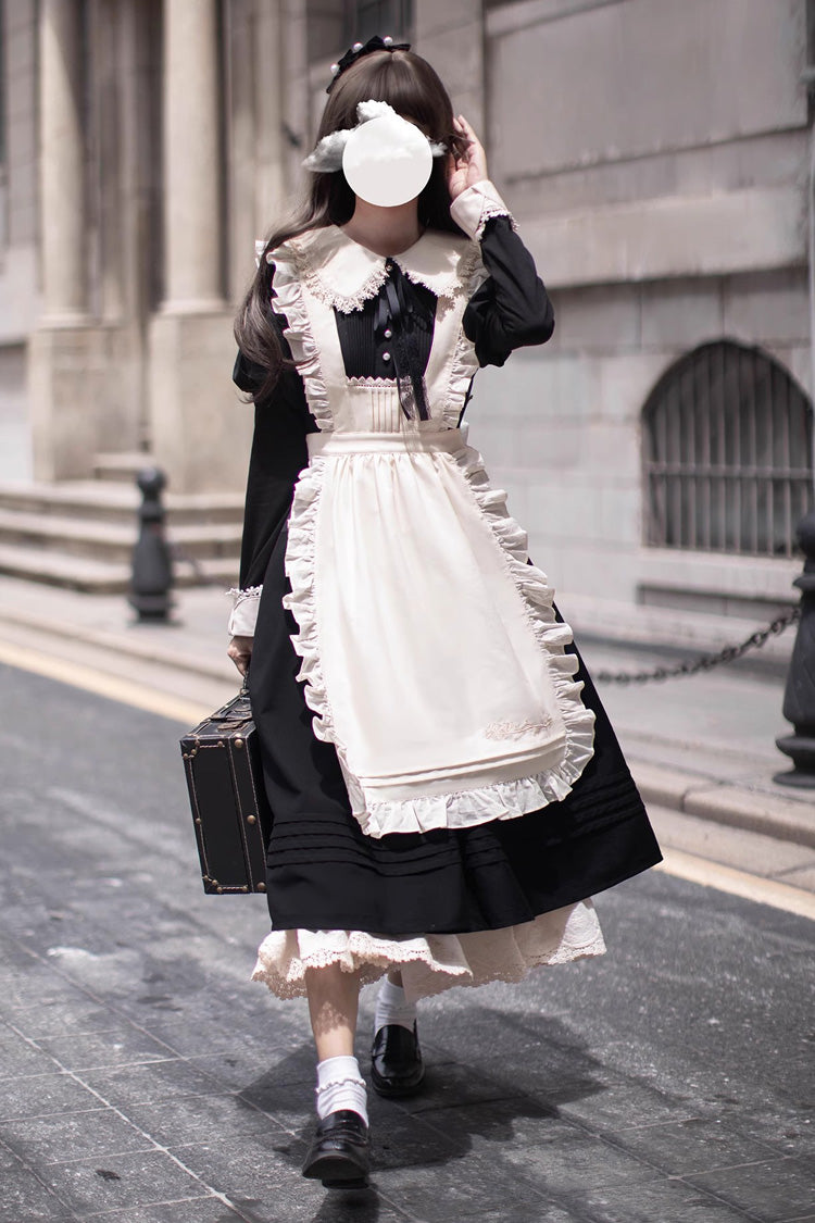 Black Angelina Doll Collar Long Sleeves Ruffle Bowknot Classic Vintage Elegant Lolita Dress