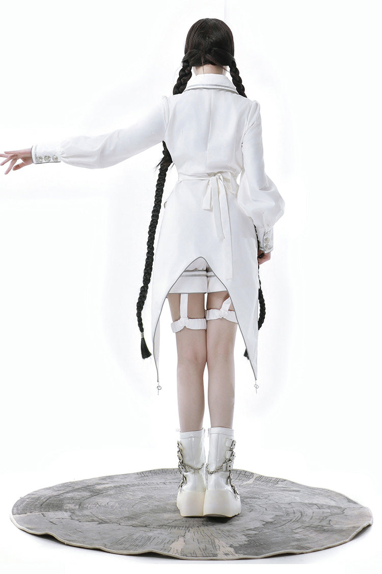 White Bionic Dimension Futuristic Mechanical Style Print Ouji Fashion Lolita Top