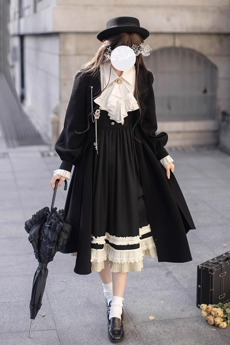Black Ruffle Bowknot Lace Elegant Lolita Jumper Dress