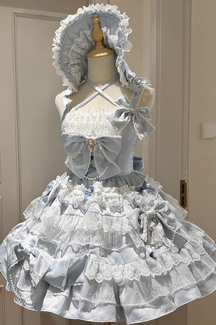 Blue Sweetheart Doll Multi-Layered Ruffle Bowknot Lace Sweet Princess Gorgeous Lolita Jsk Dress