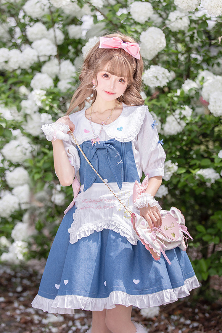Blue Cowboys Are Busy Ruffle Bowknot Sweet Lolita Strap Dress