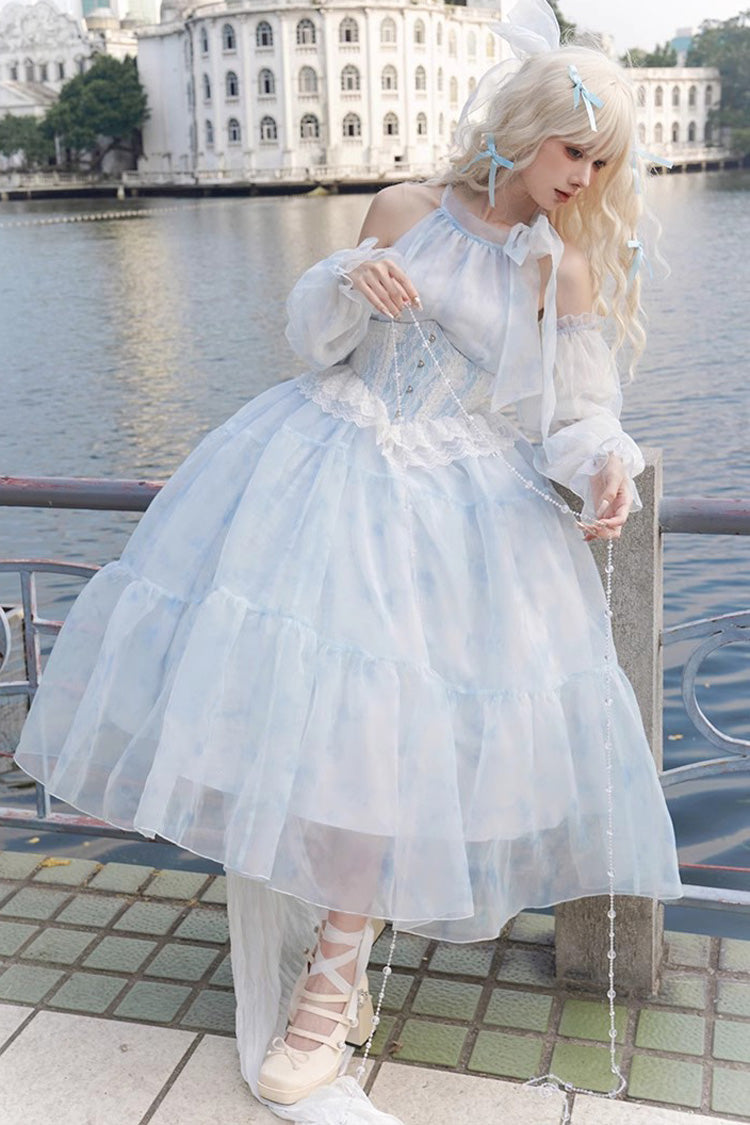 Glacier Blue Bubble Love Hanayome Tie-dyed Sweet Elegant Lolita Dress