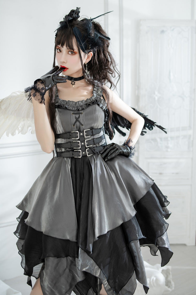Silver/Grey Seven Deadly Sins: Lust Multi-Layered Irregular Gothic Lolita Jsk Dress