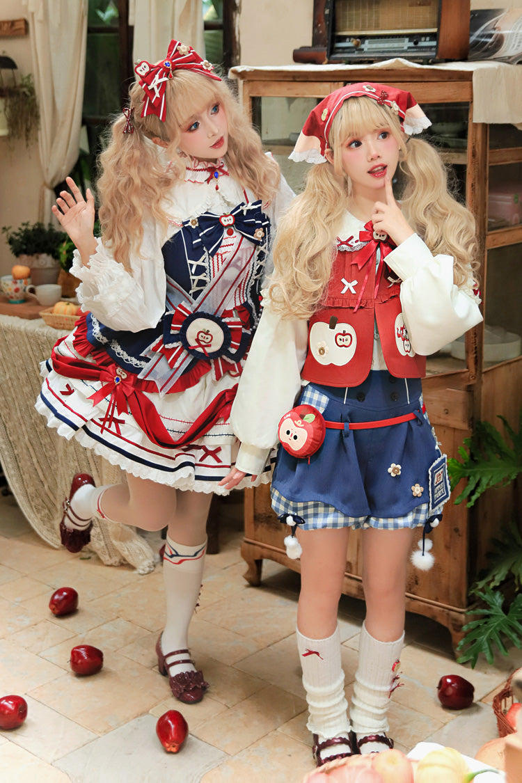 Multi-Color Witch Gina Long Sleeves Print Bowknot Ouji Sweet Lolita Vest Shorts Set