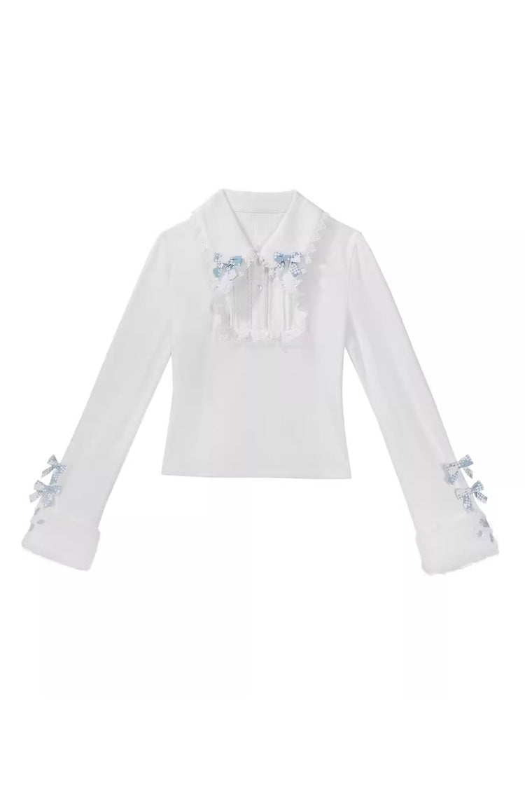 Light Blue Rolling Snowballs Printed Bow Sweet Lolita Jsk Dress Set