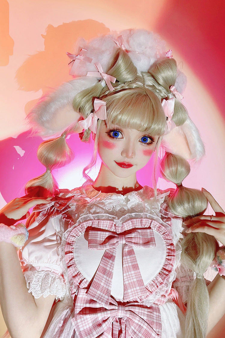 Pink Valentine's Day Multi-Layered Print Ruffle Cardigan Bowknot Lace Sweet Lolita Jsk Dress