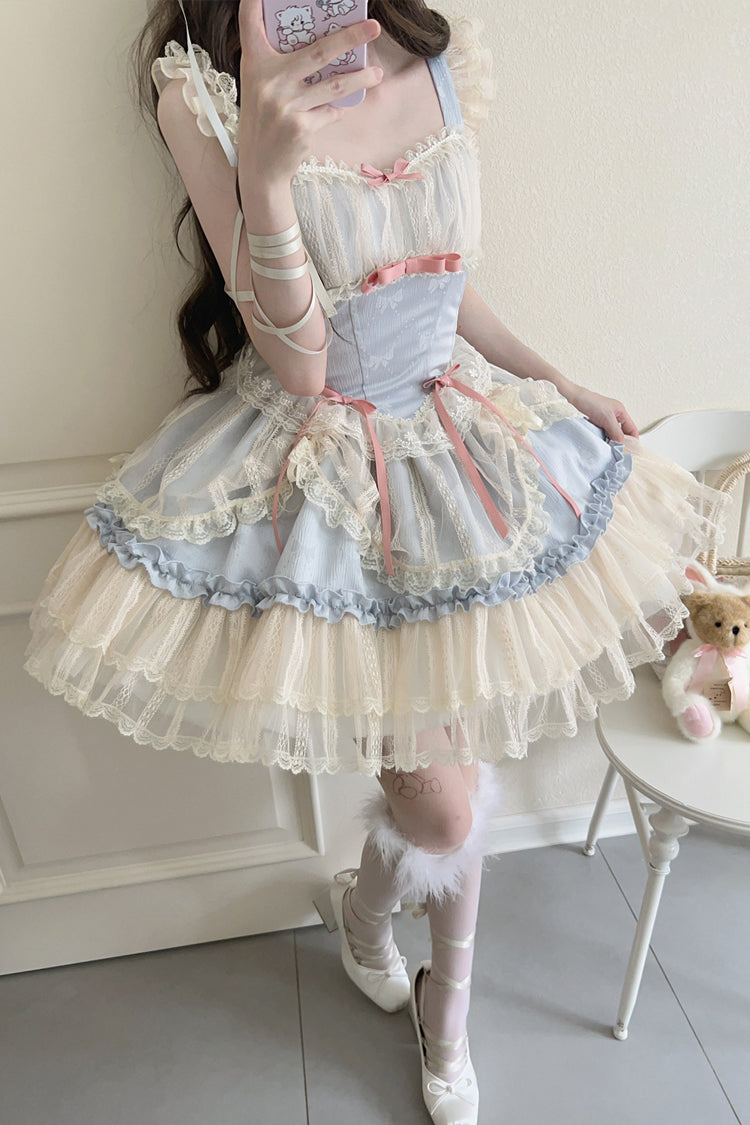 Flower Season Bowknot Lace Sweet Ballet Lolita Jsk Dress 4 Colors