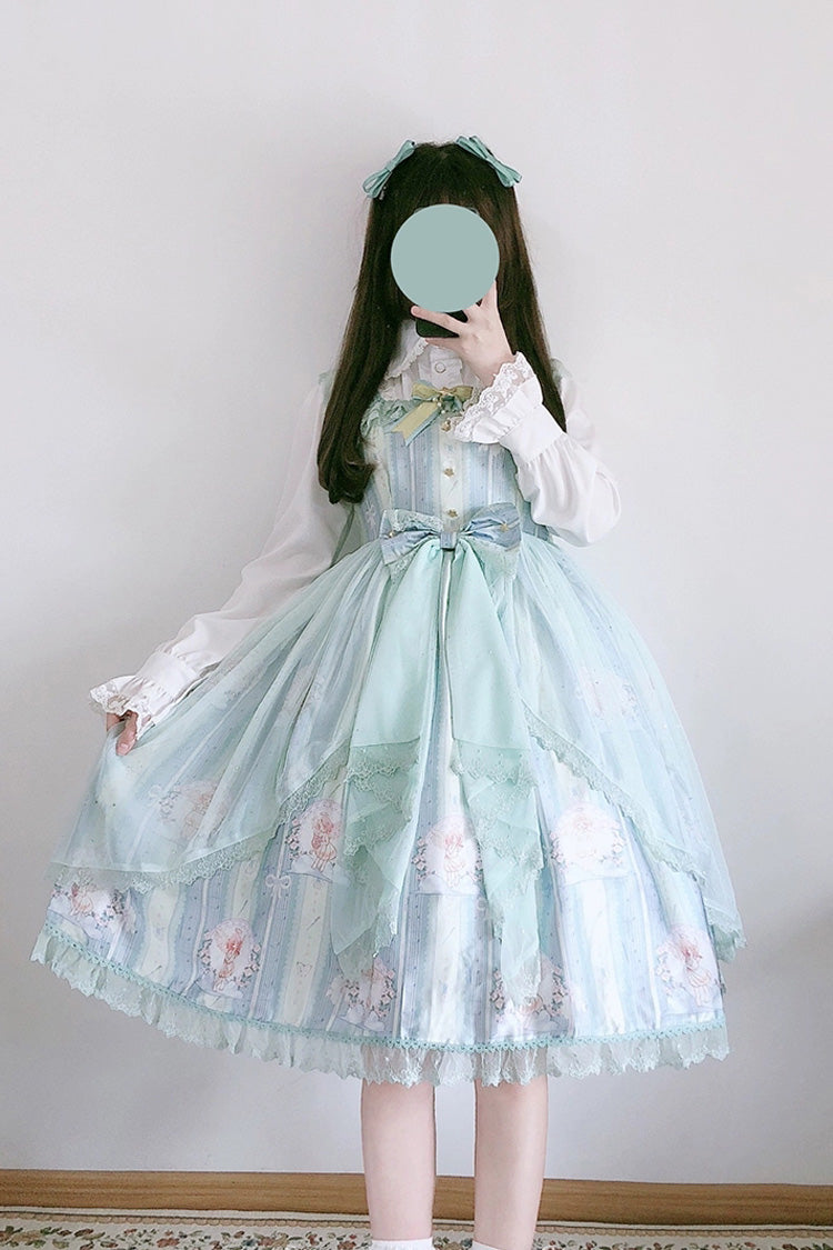 Angel's Hymn Print Ruffle Bowknot Sweet Lolita Jsk Dress 2 Colors