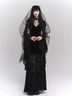Goth Lolita Black French Retro Subculture Long Dress Medieval Ghost Dark