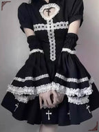 Gothic Lolita Dress Black Cross Lolita for Halloween y2k Goth fashion