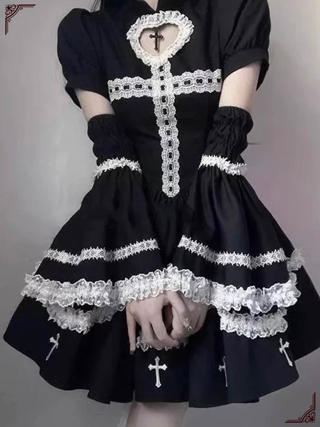 Gothic Lolita Dress Black Cross Lolita for Halloween y2k Goth fashion