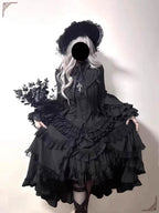 Gothic Lolita Dress Elegant Bat Sleeve Dress for Women Plus Size Dark Academia Dress for Halloween Cosplay