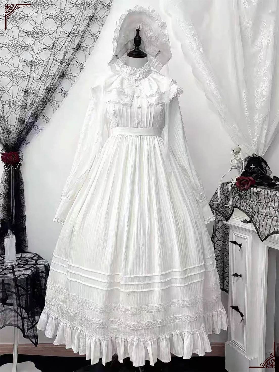 Gothic Lolita Dress White Nun Style Dark Religious JSK Outfit