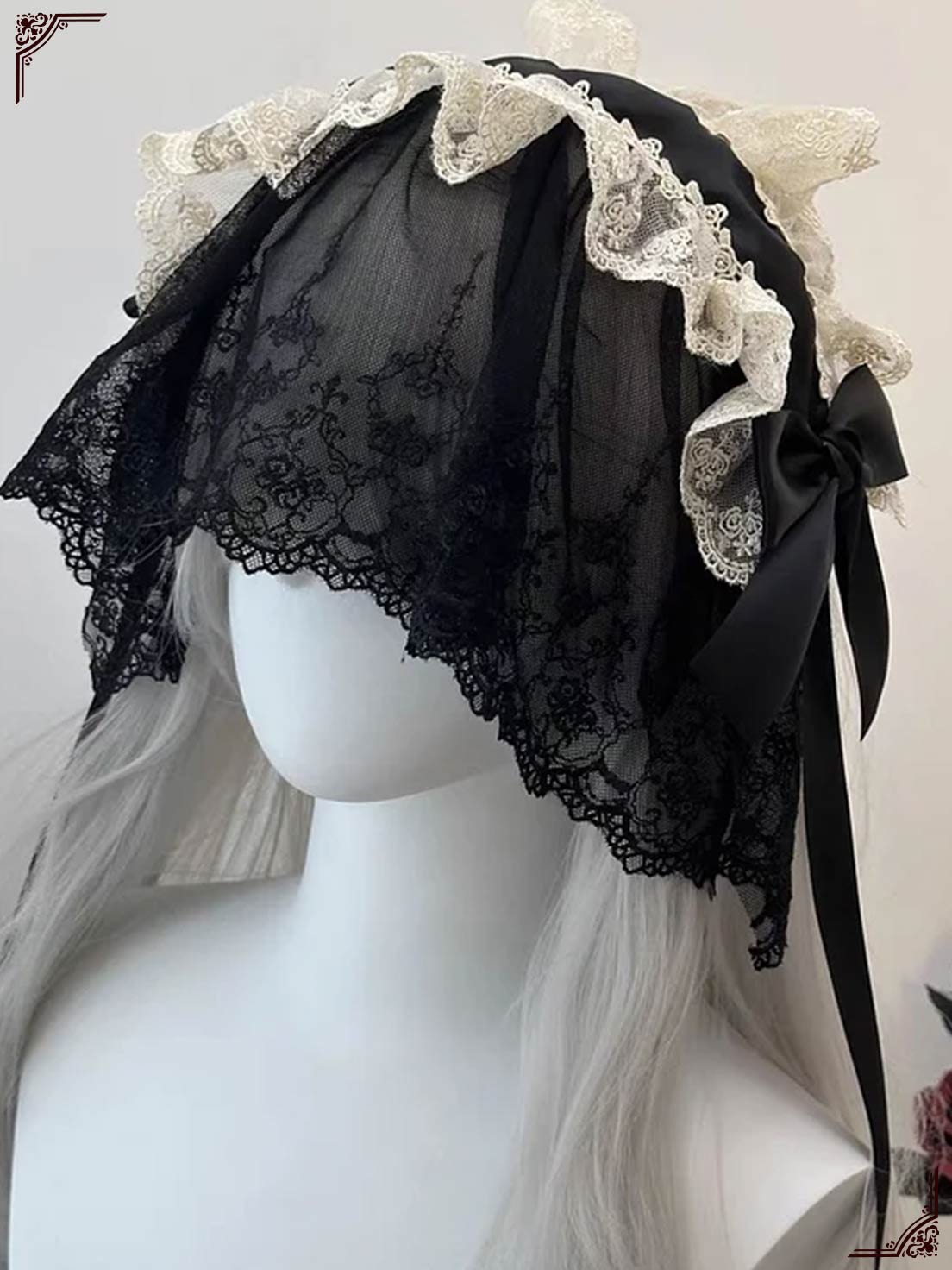 Gothic Lolita Lace Hair Accessory Halloween Dark Headband Nun Style Veil