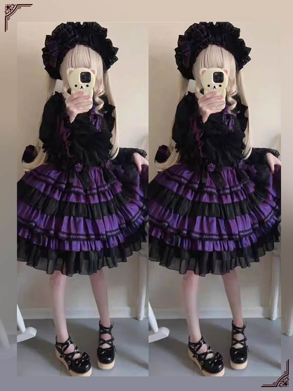 Gothic Lolita Purple Witch Dress Halloween Original Design Mid Length