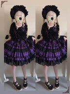 Gothic Lolita Purple Witch Dress Halloween Original Design Mid Length