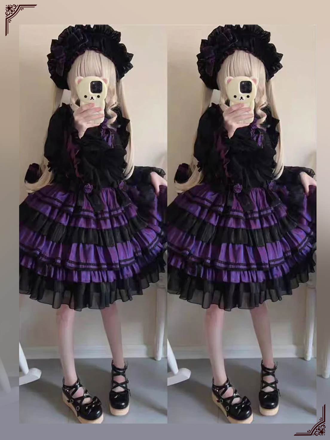 Gothic Lolita Purple Witch Dress Halloween Original Design Mid Length