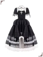 Gothic victorian lolita dress Black and White Nun-style Maxi Dress