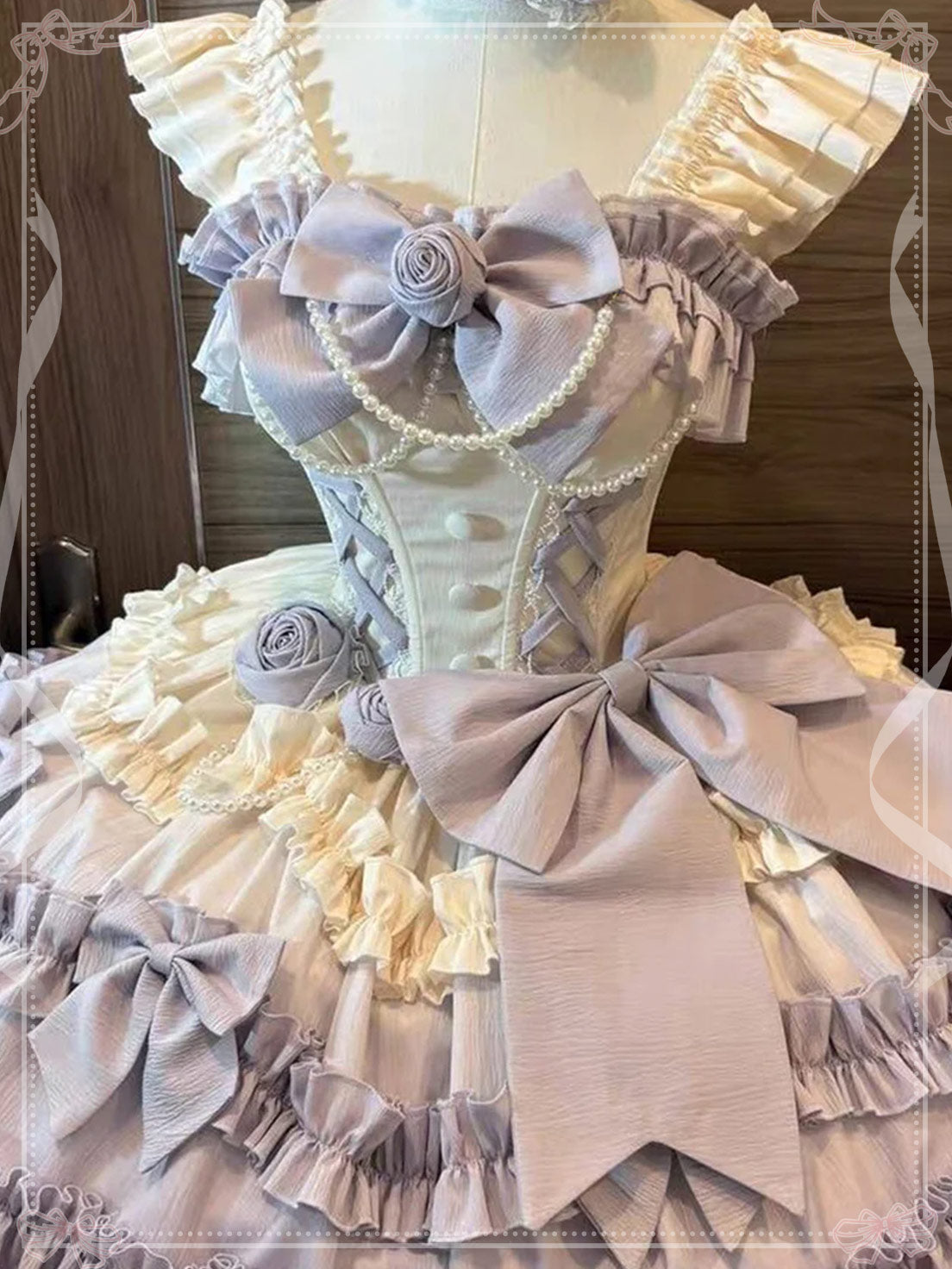 Gradual Change Hime Lolita Purple Tea Party Fashion Lavender Bow Ruffled Dress