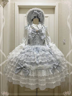 Hime Lolita Tea Party Fashion Blue Pink White Wedding Dress Multi-layer Sleeveless JSK Dress Lolita Autumn/winter