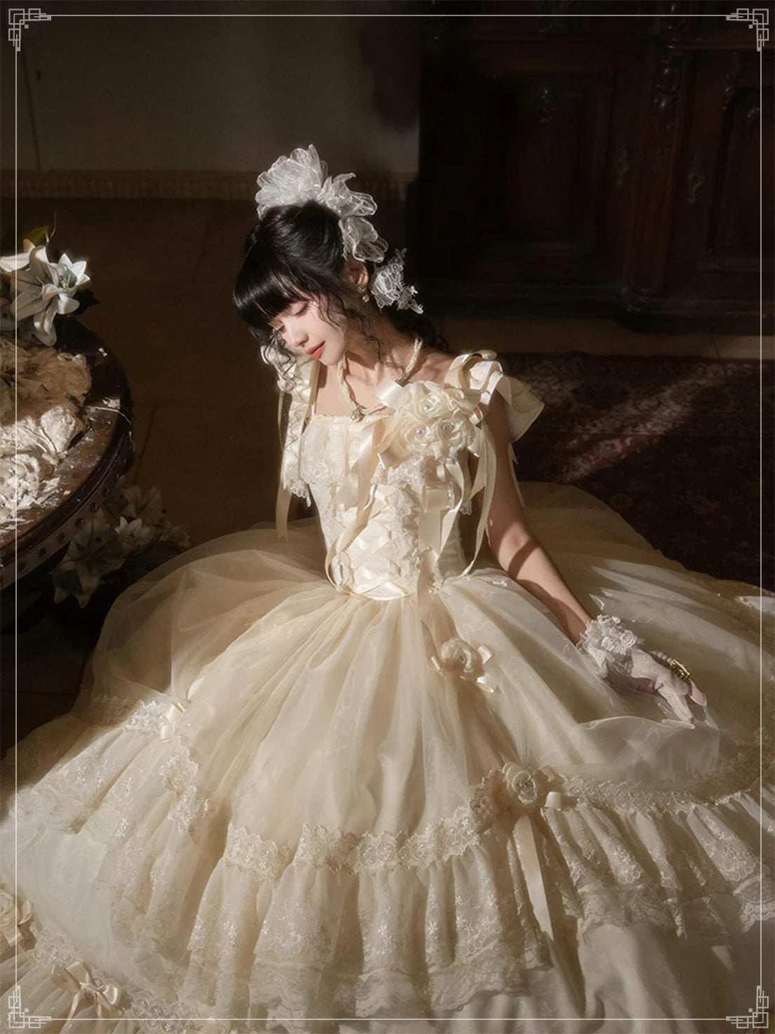 Hime Lolita Tea Party Fashion Cream Coloring Ki Lolita Dress One Piece Dress