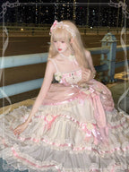 Hime Lolita Tea Party Fashion Dramatic Satin Ruffled Pink Ball Dress Mitzvah
