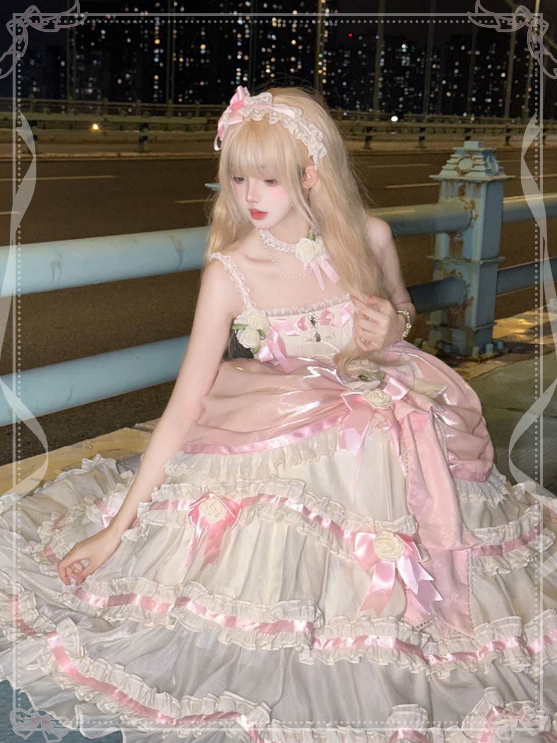 Hime Lolita Tea Party Fashion Dramatic Satin Ruffled Pink Ball Dress Mitzvah