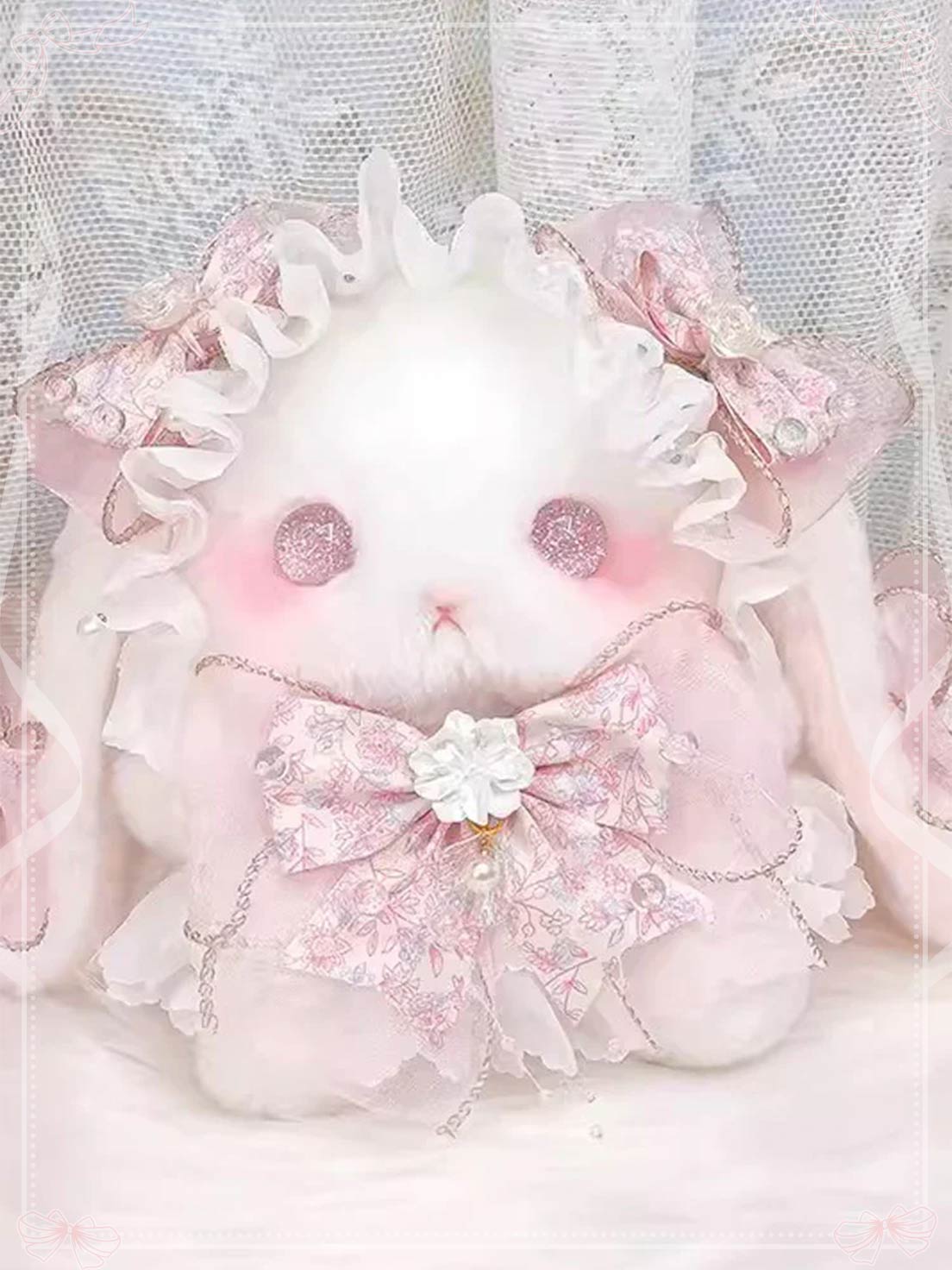 Lolita Bag Blush Bunny Ear Bow Lace Sweetheart Mini Backpack