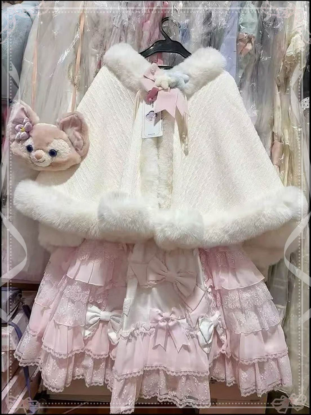 Lolita Coat Cloak Plush Short Cape Sweet Warm Thickened Autumn Winter Outfit