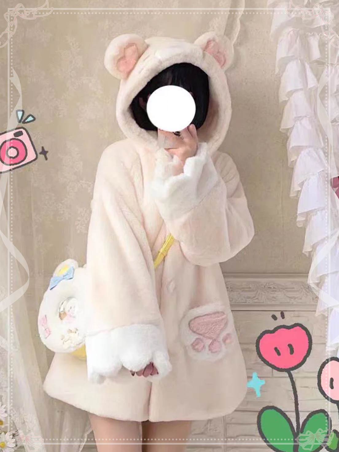 Lolita Coat Sleepy Bear Warm Thick Plush Outerwear Women Autumn Winter