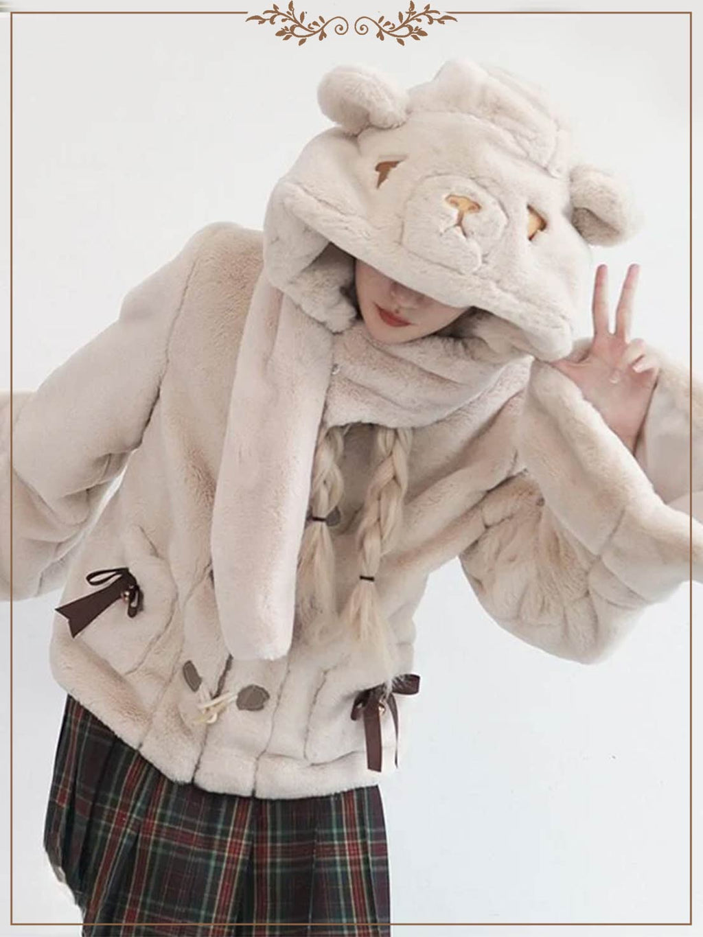 Lolita Coats Light Brown Plush Jacket Autumn and Winter Clothes Short Limited Edition