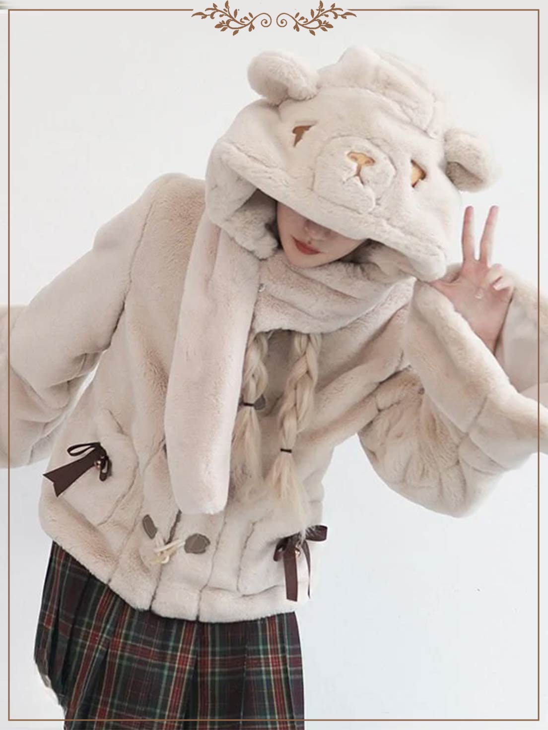 Lolita Coats Light Brown Plush Jacket Autumn and Winter Clothes Short Limited Edition