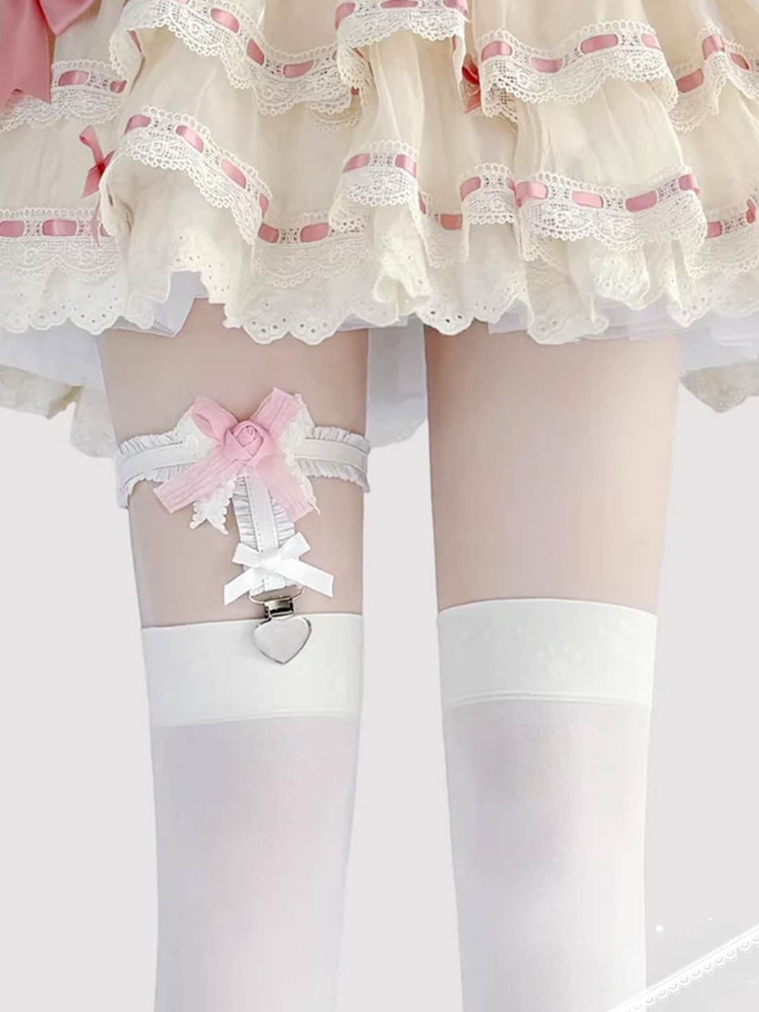 Lolita Lace Garter Belt Elastic Thigh Strap Adjustable Rose Bowknot Cosplay Non slip Clip