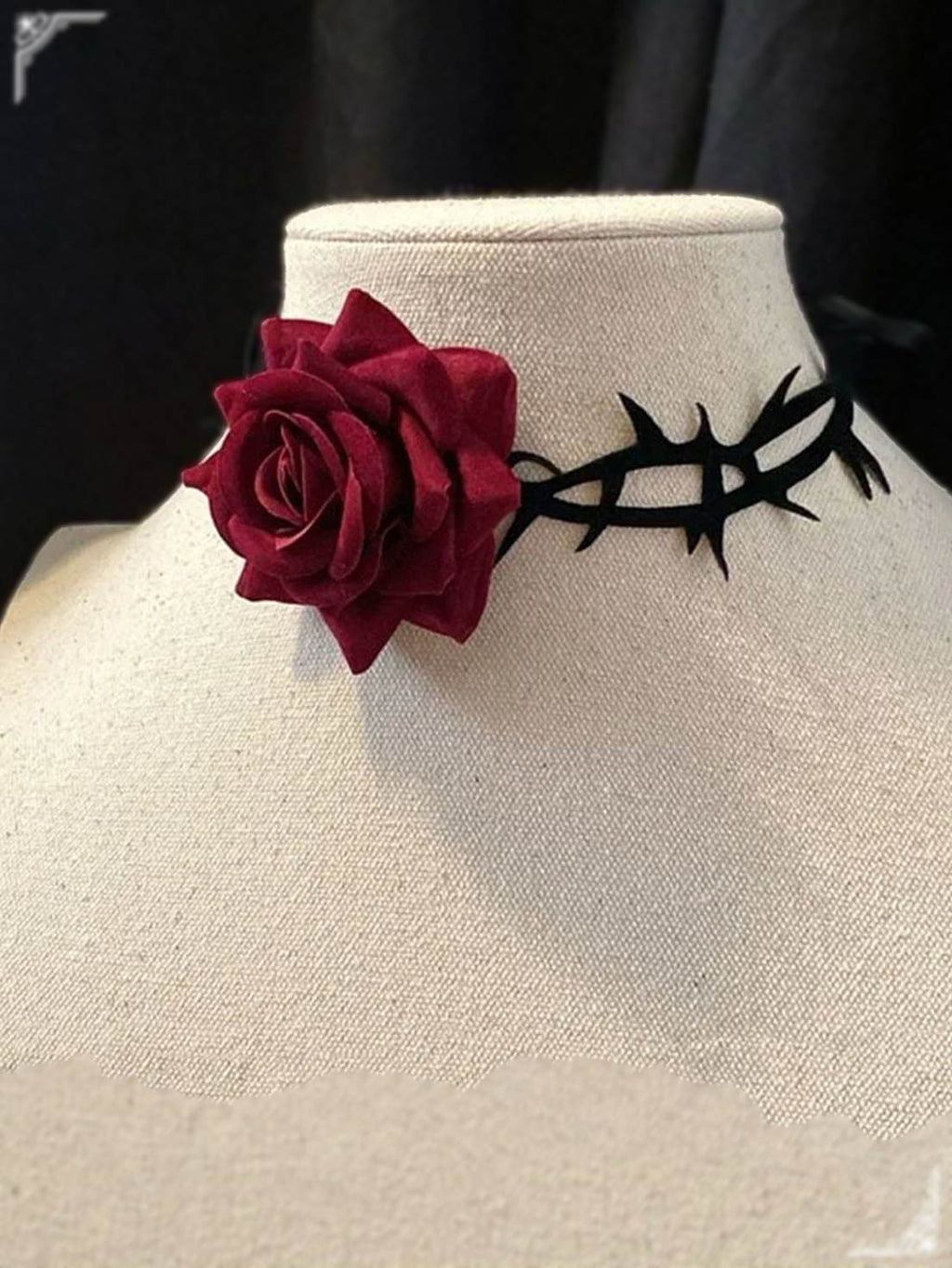 Lolita Necklace Accessories Dark Gothic Black Rose Thorns Lace Tie Punk