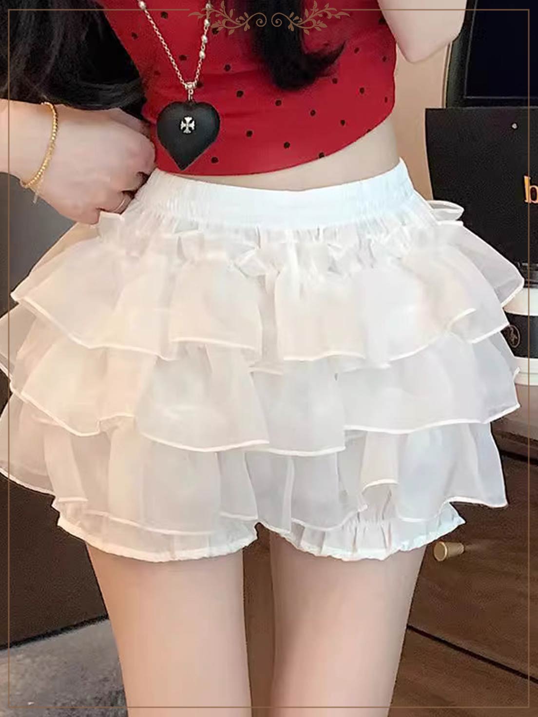 Lolita Petticoat Bloomers Black White Plus Size Anti-Peek Layered Underskirt for Daily Wear