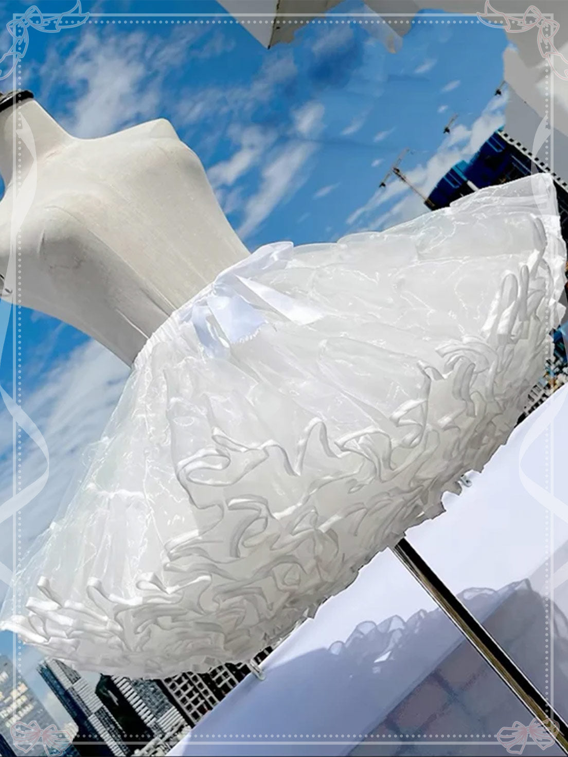 Lolita Petticoats White Puffy Ruffles Gauze Gown Crinoline Daily 12inches