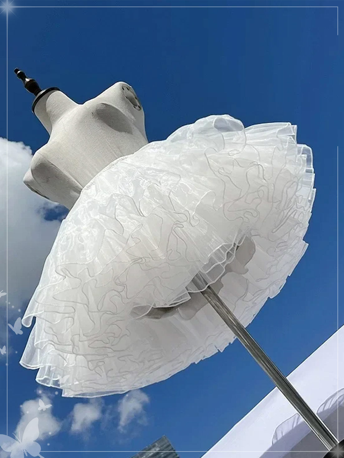 Lolita Petticoats White Ruffle Pannier Crinoline 4 Layers of Soft Gauze 12inches