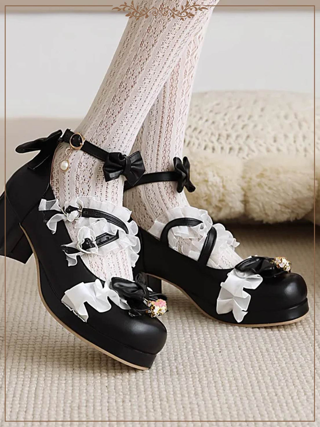 Lolita Shoes 4 Colors Sweet Lolita Platform Heels with Lace Ribbon Details