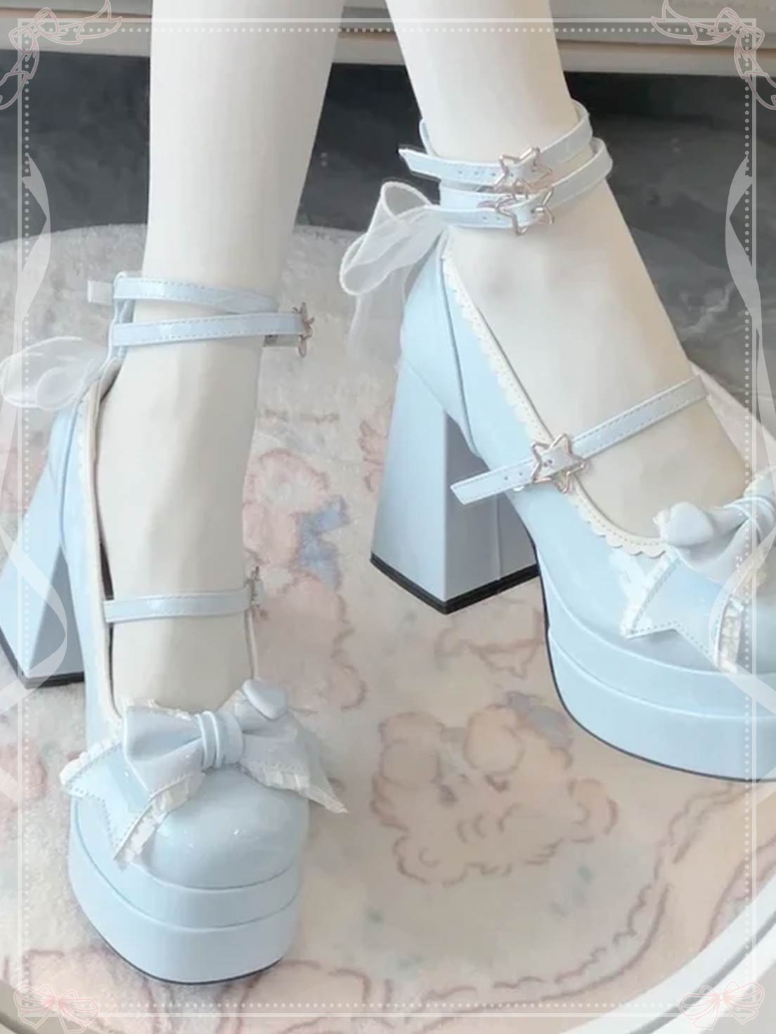 Lolita Shoes Sweetheart High Heels Elegant Literary Sweet Bow Women's Single Shoes