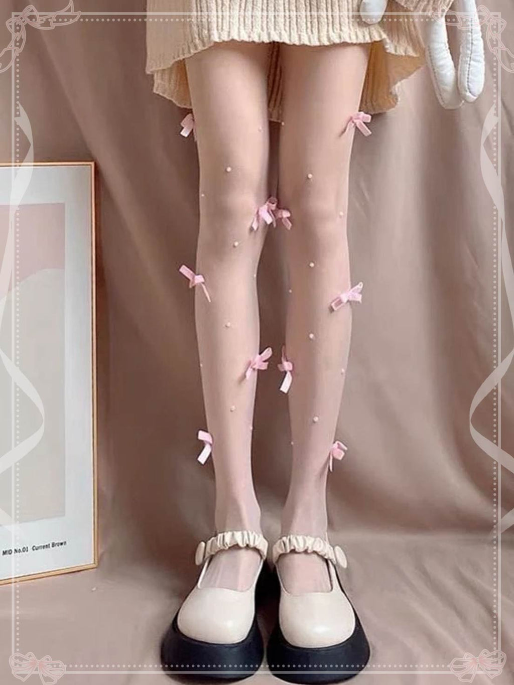 Lolita Stockings White Bow Pearl Thin Tights Sweet Lolita Accessories