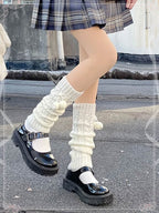 Lolita Stockings White Japanese Leg Thickened Pink Bow Stacked Socks Accessories