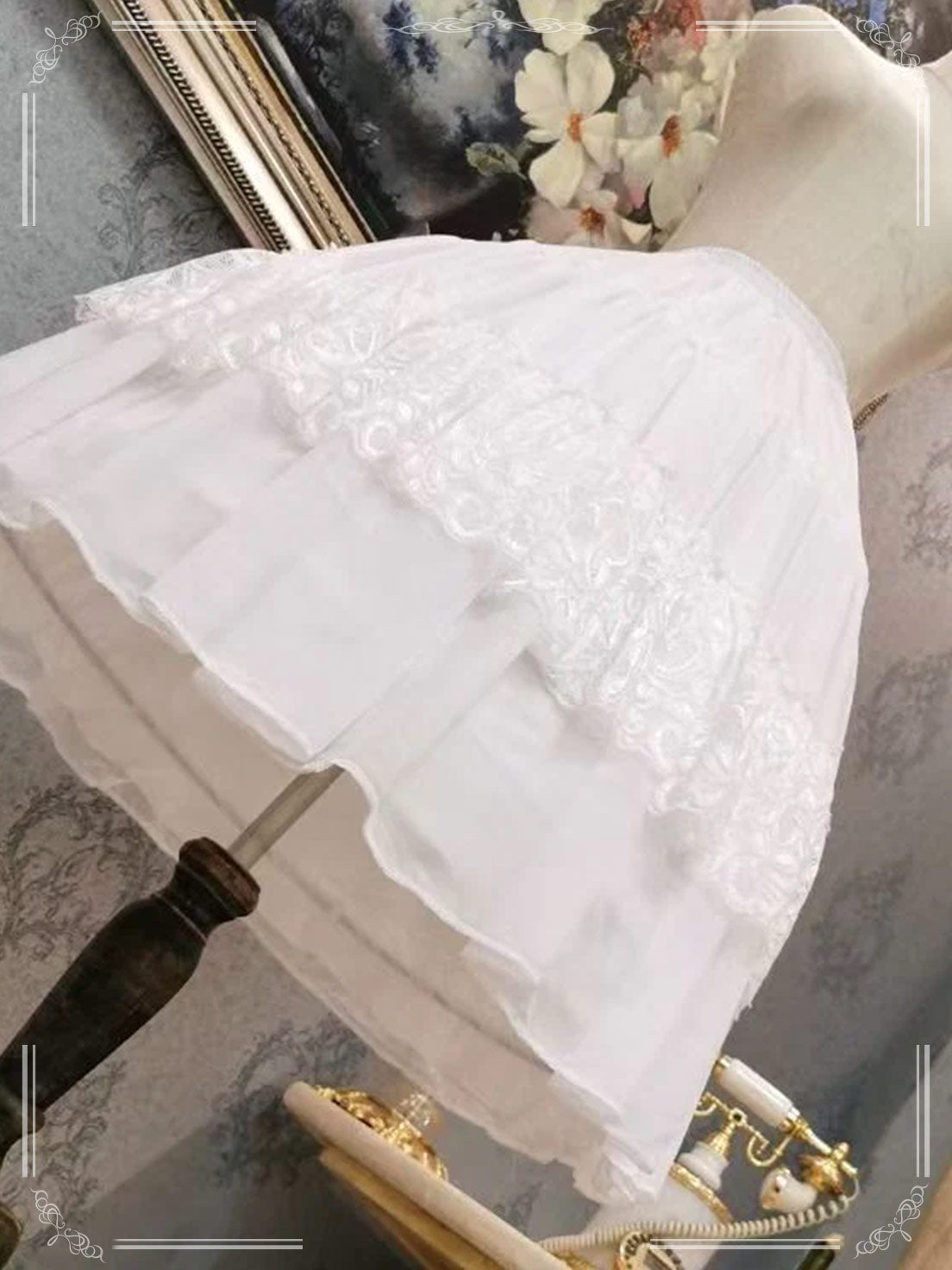 Long Everyday Spreader Poncho Fishbone Spreader White Lolita Petticoat