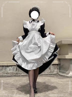 Maid Outfit Black White Classic Cosplay Long Dress Full-Length Elegant Uniform