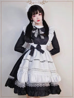 Maid Outfit |Black & White Long-sleeved Mid-long Dress for Daily Wear