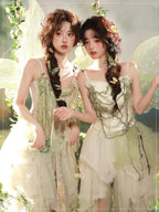 Mori Kei Fashion Forest Green Inspire Sweet Lolita Maxi with Lace One Piece Dress