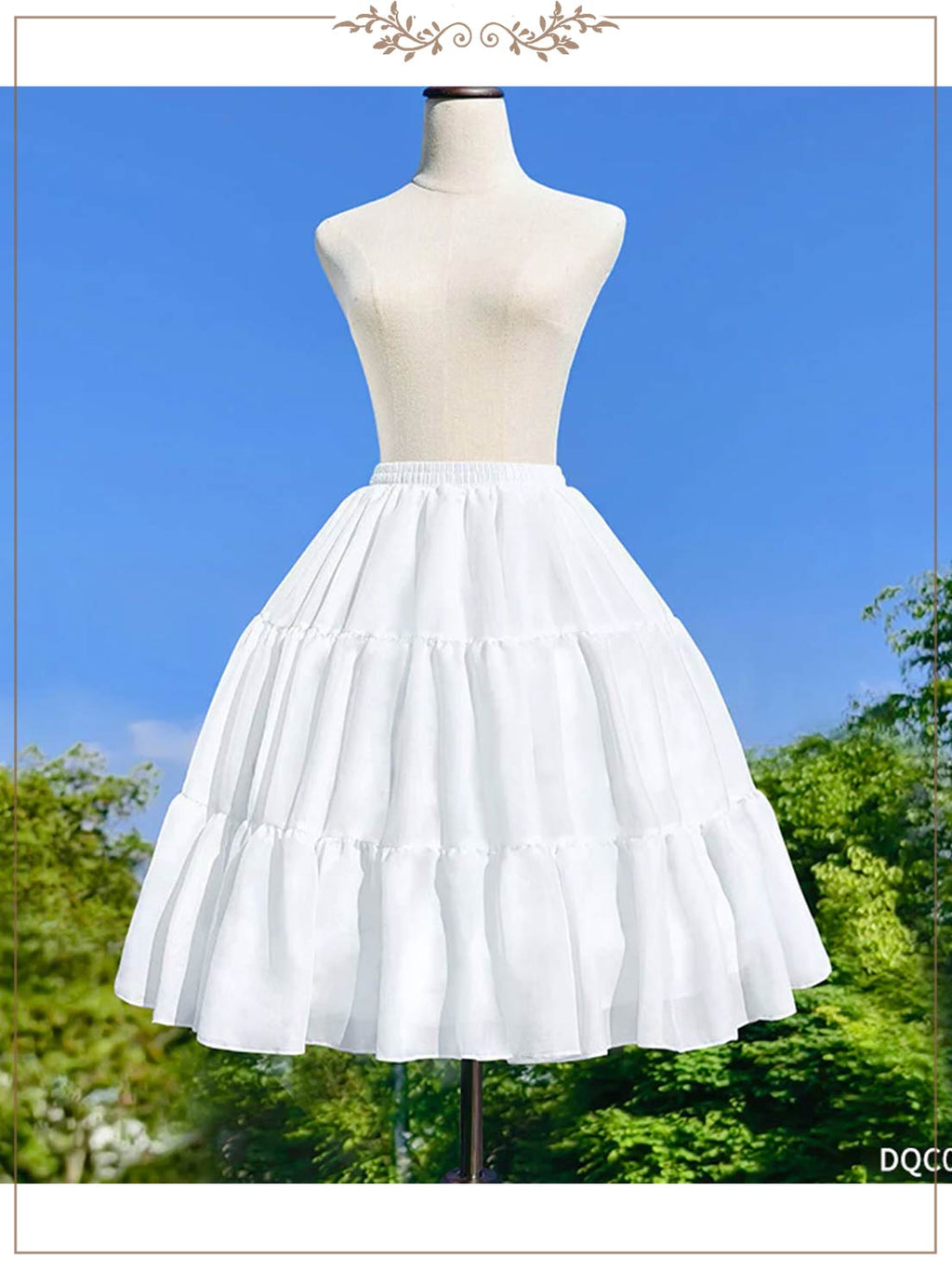 Petticoat Lolita Soft Fishbone pattern Hoopless Crinoline Adjustable Under skirt for Hanfu Ma Mian Skirt Light Fluffy